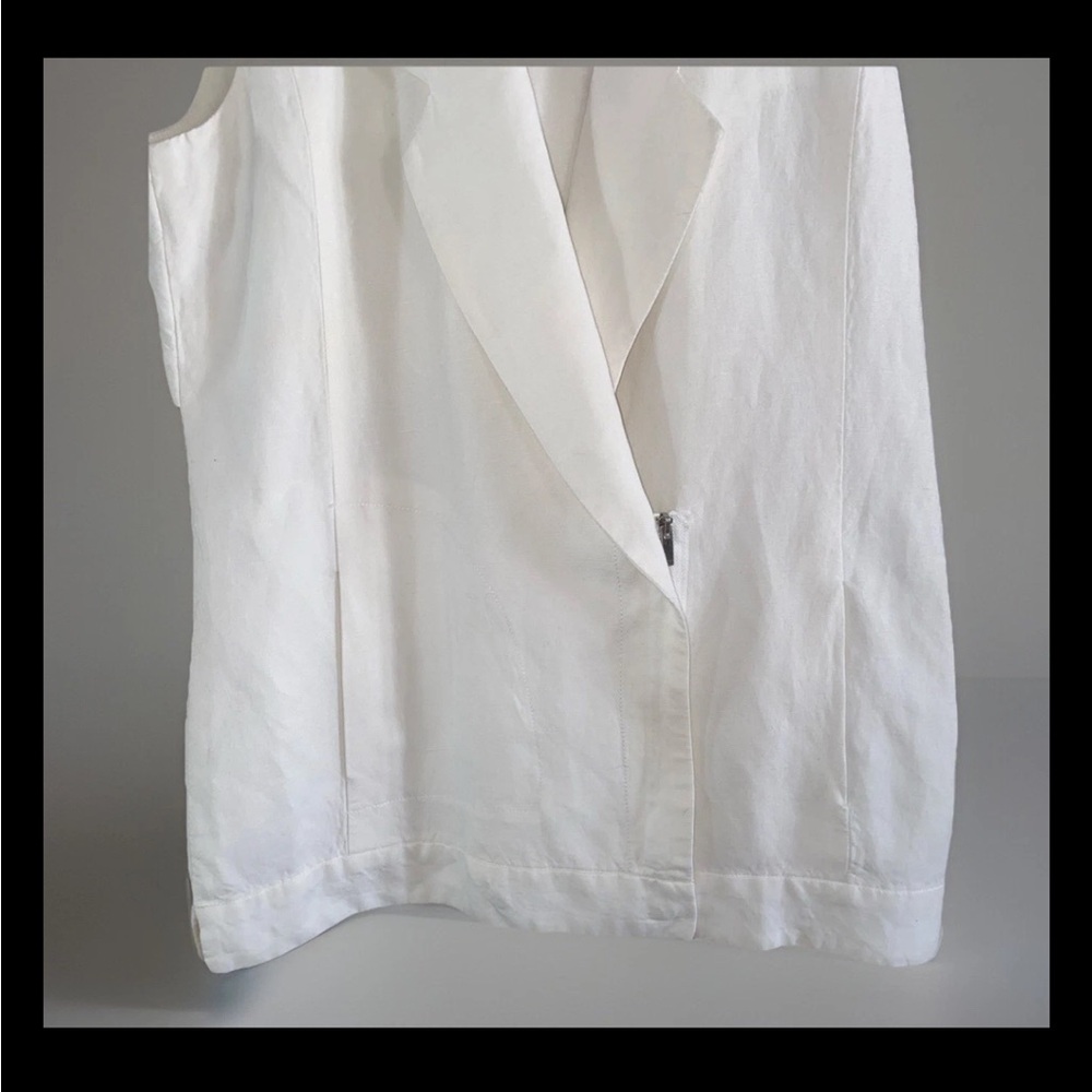 Joan Vass New York White Linen Mix Vest Size 8 Zippers Pockets Lined Perfect - Picture 11 of 11
